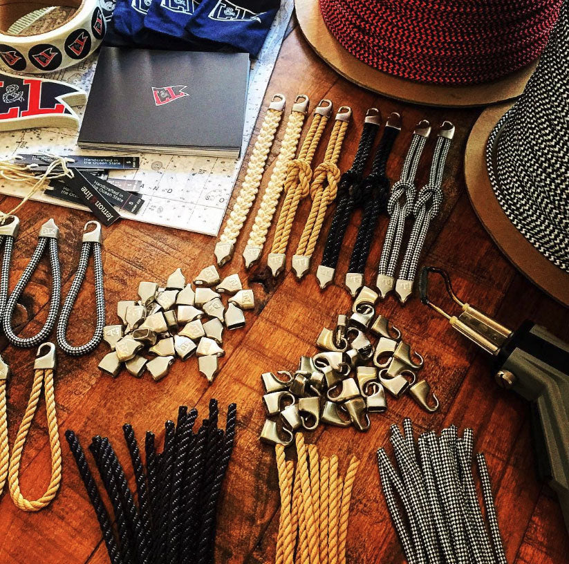 A Lemon and Line nautical rope bracelet being handcrafted in Newport, Rhode Island