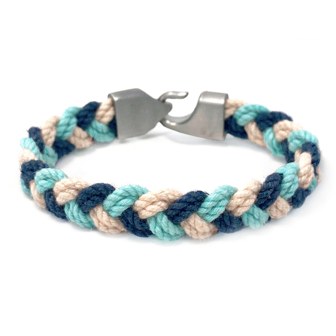 Turks Head Briland: A classic Turks head knot bracelet in custom hand-dyed cotton braid with a 316L stainless steel clasp, handcrafted in Newport, Rhode Island.