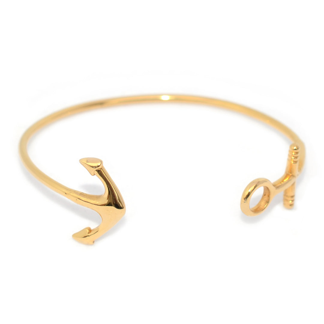 Watch Hill Anchor Bangle: A gold-plated 316L stainless steel anchor cuff bracelet by Lemon & Line.