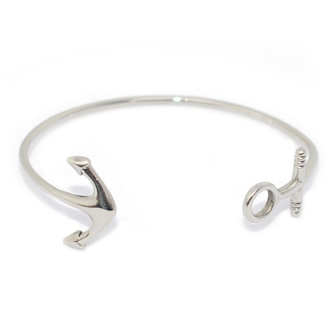 Watch Hill Anchor Bangle: A 316L stainless steel anchor cuff bracelet by Lemon & Line.