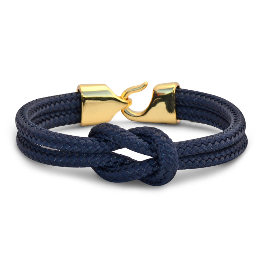 Limited Edition Newport Navy square knot rope bracelet with gold-plated clasp