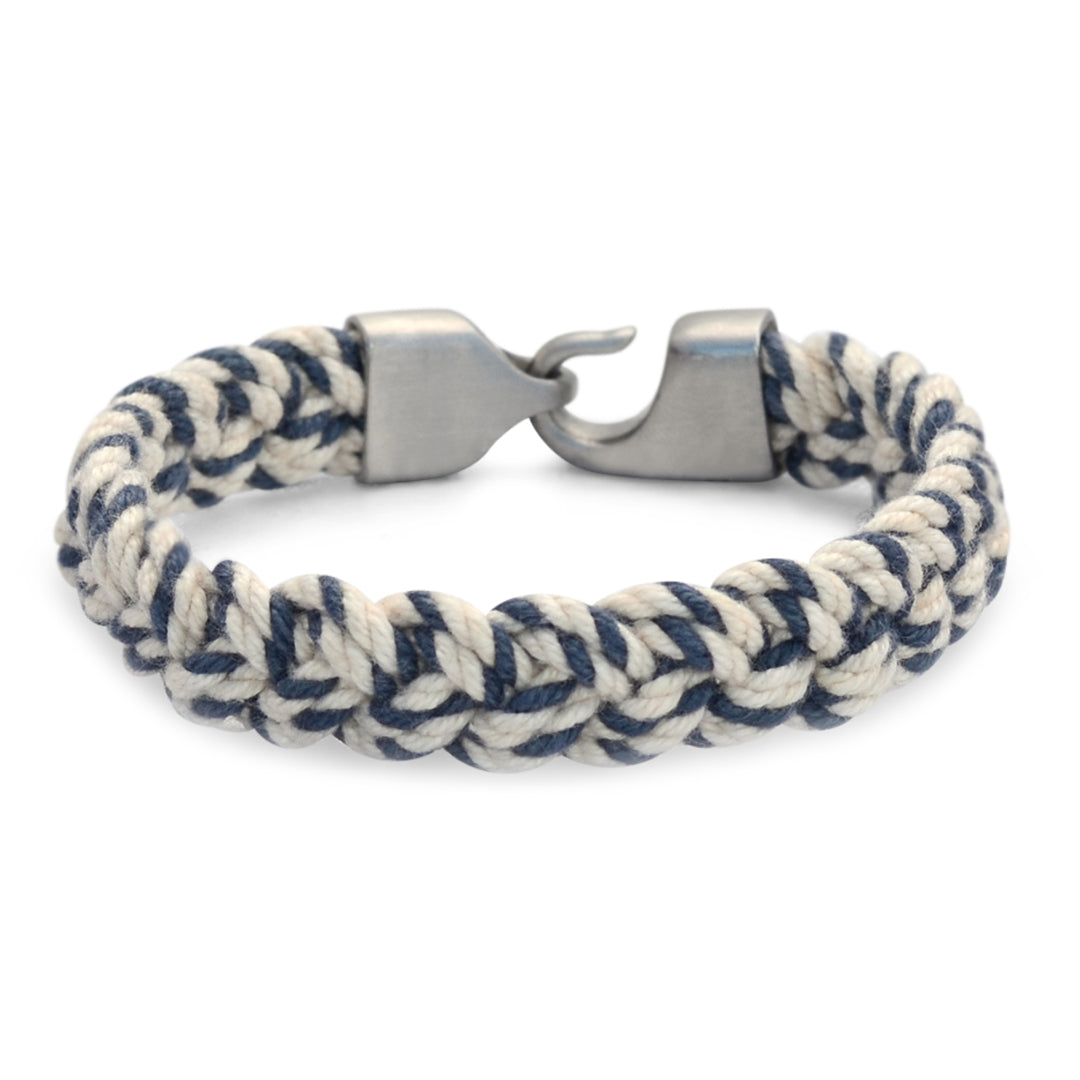 Turks Head Wellfleet: A classic Turks head knot bracelet in custom hand-dyed cotton braid with a 316L stainless steel clasp, handcrafted in Newport, Rhode Island.