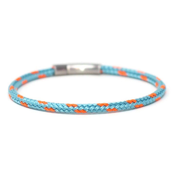 Chatham Sky & Signal light blue and orange nautical rope bracelet with a 316L stainless steel clasp