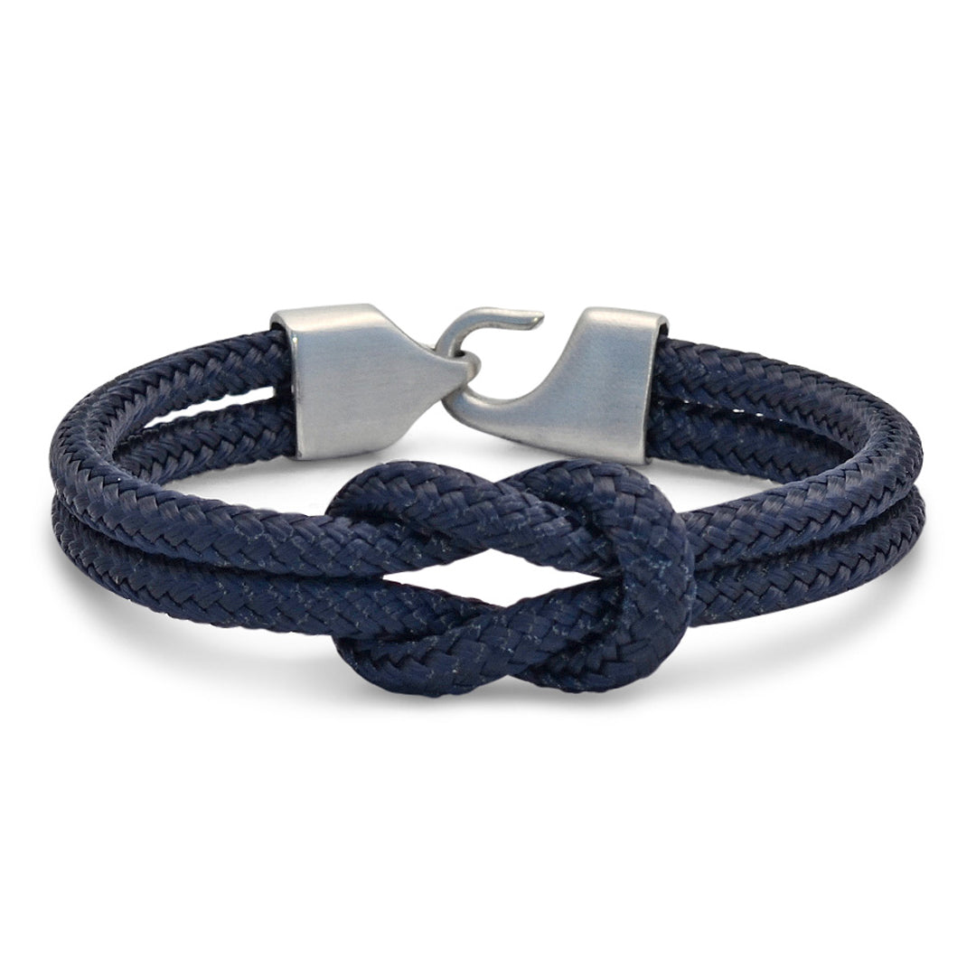 The Newport Collection: Our original navy blue nautical rope bracelet featuring our signature 316L stainless steel clasp and custom USA-made line.
