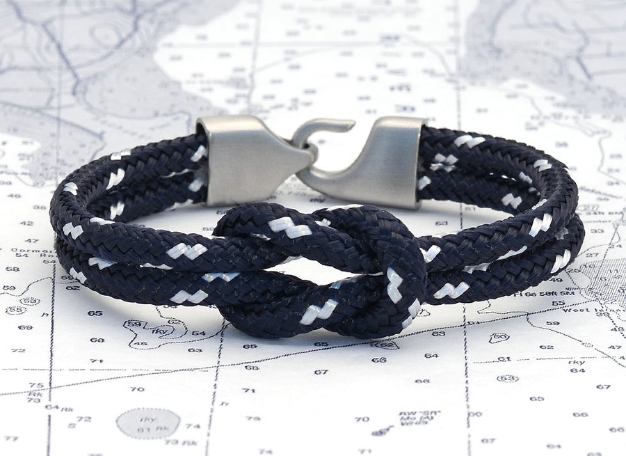 Lemon & Line Navy Blue & White Square Knot Nautical Rope Bracelet ...