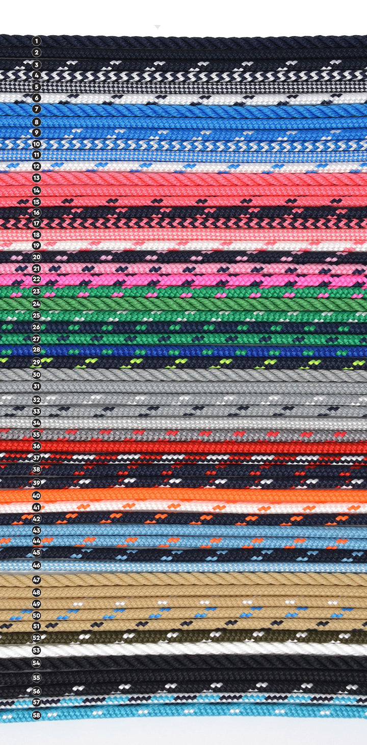 A selection of custom-made USA line colors for personalized nautical bracelets