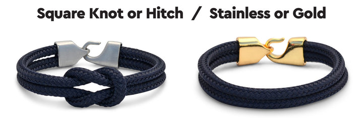 A personalized nautical gift: a custom-ordered rope bracelet handcrafted in Newport, Rhode Island